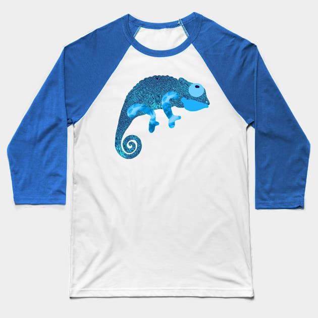 Blue Chameleon Baseball T-Shirt by quingemscreations